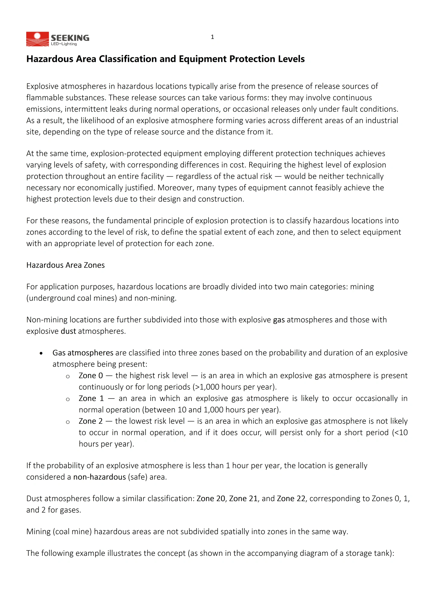 Hazardous Area Classification and Equipment Protection Levels